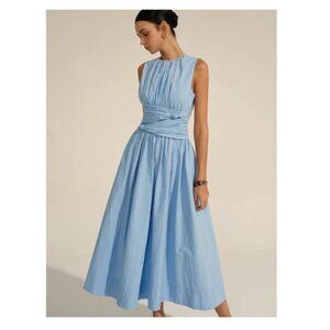 Commense Ruched Waist Maxi Dress Blue NWT, Size M